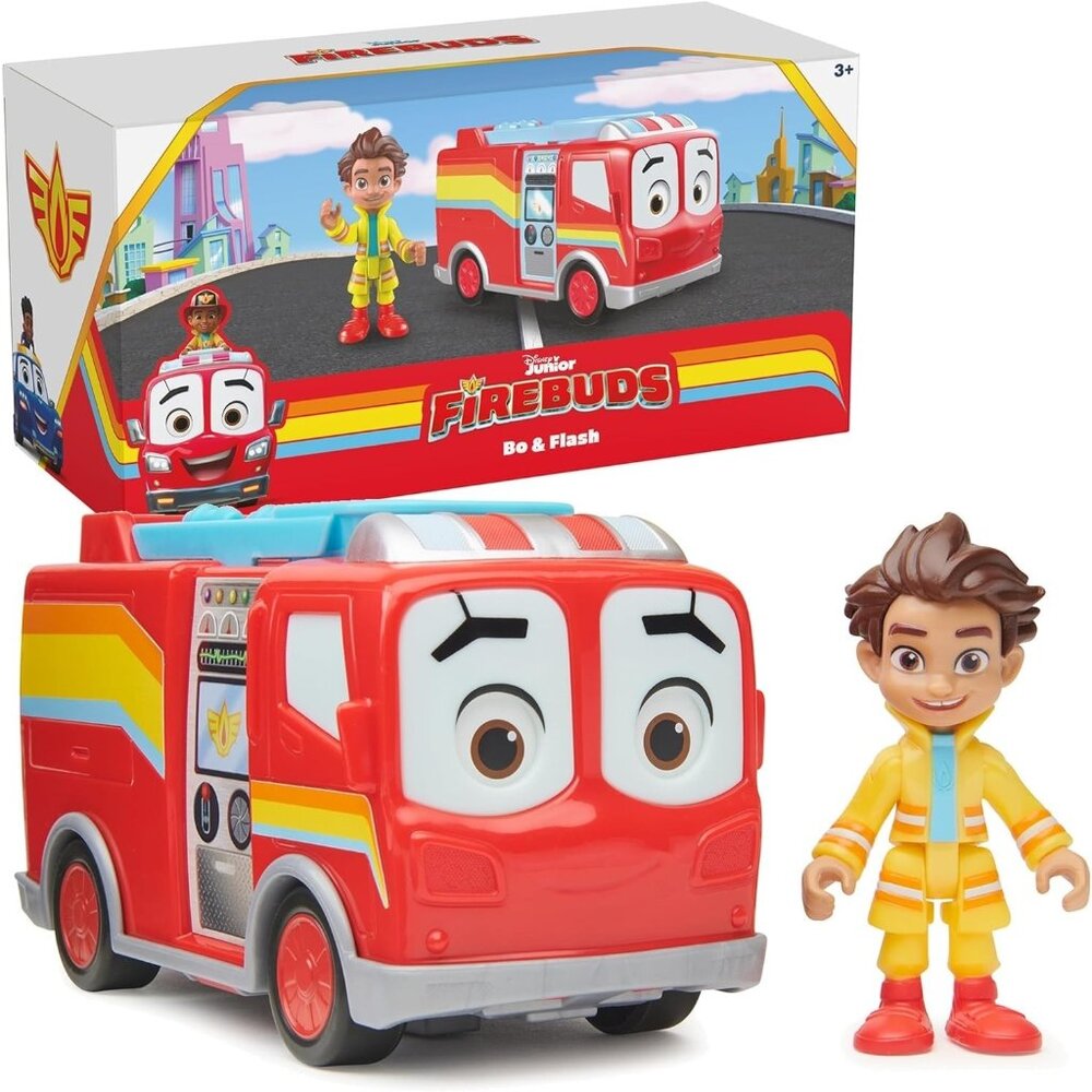 Disney Junior Firebuds Bo and Flash Action Figure and Fire Truck Brand New Box